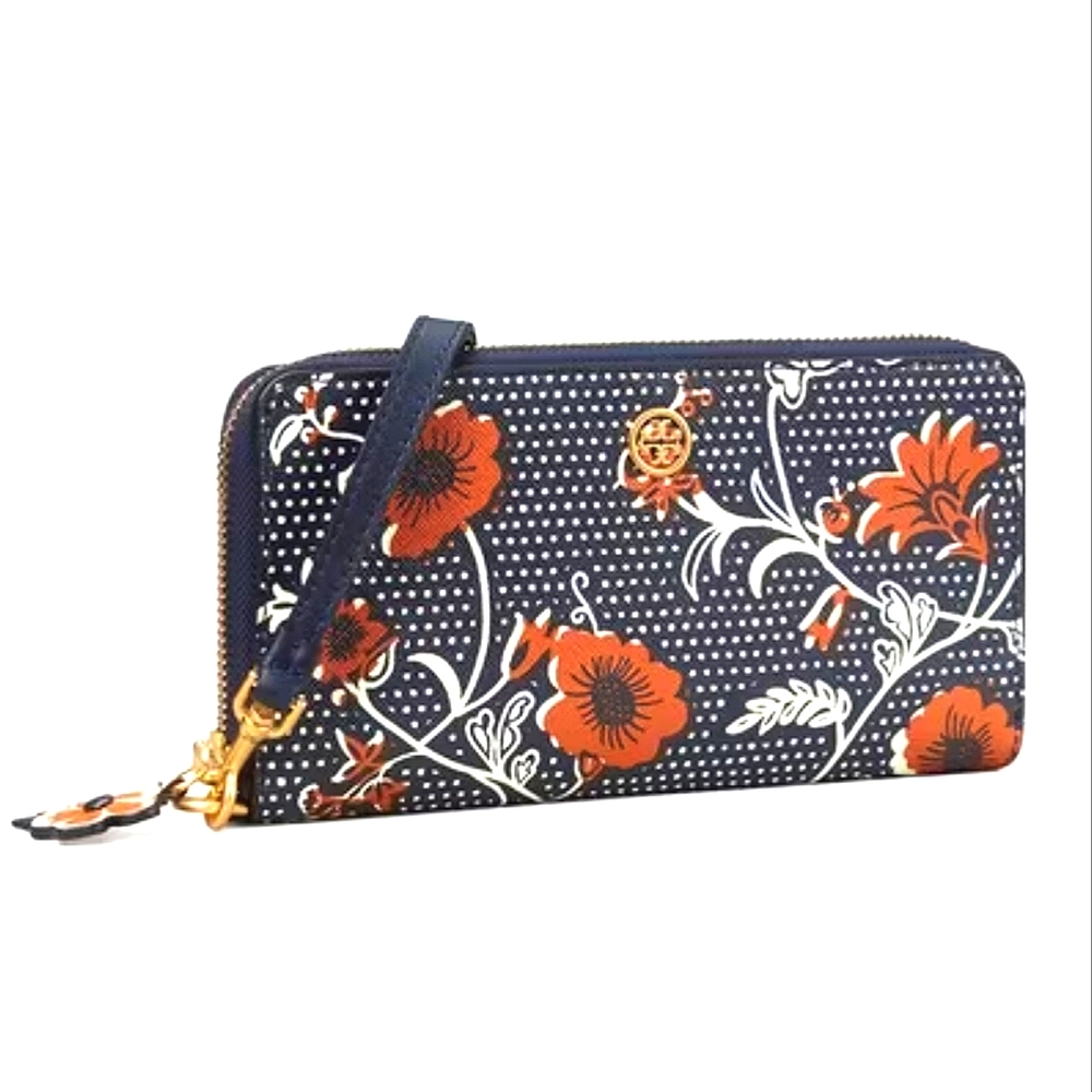 NEW~ Tory Burch Blake Printed Retro Batik Wallet - Picture 1 of 6
